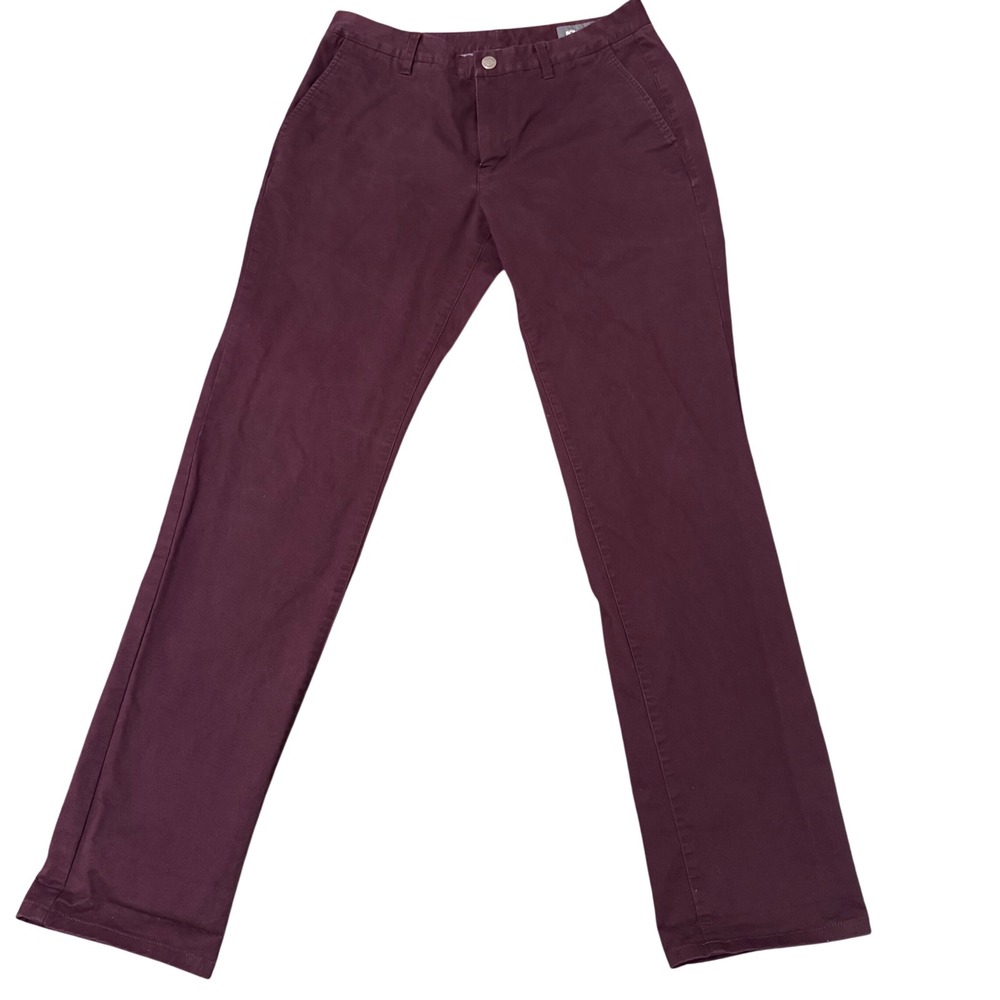 BONOBOS‎ Slim Fit Burgundy Chino Pants Mens Size 33x34 Flat Front Stretch